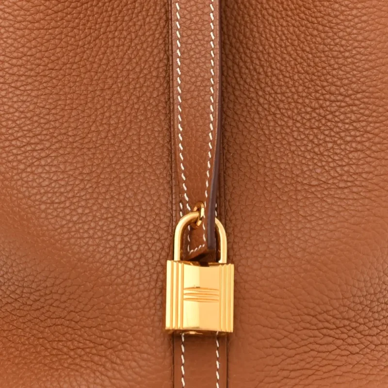 HERM??S PICOTIN LOCK 18 PM BROWN TAURILLON CLEMENCE LEATHER GOLD HARDWARE - Image 9