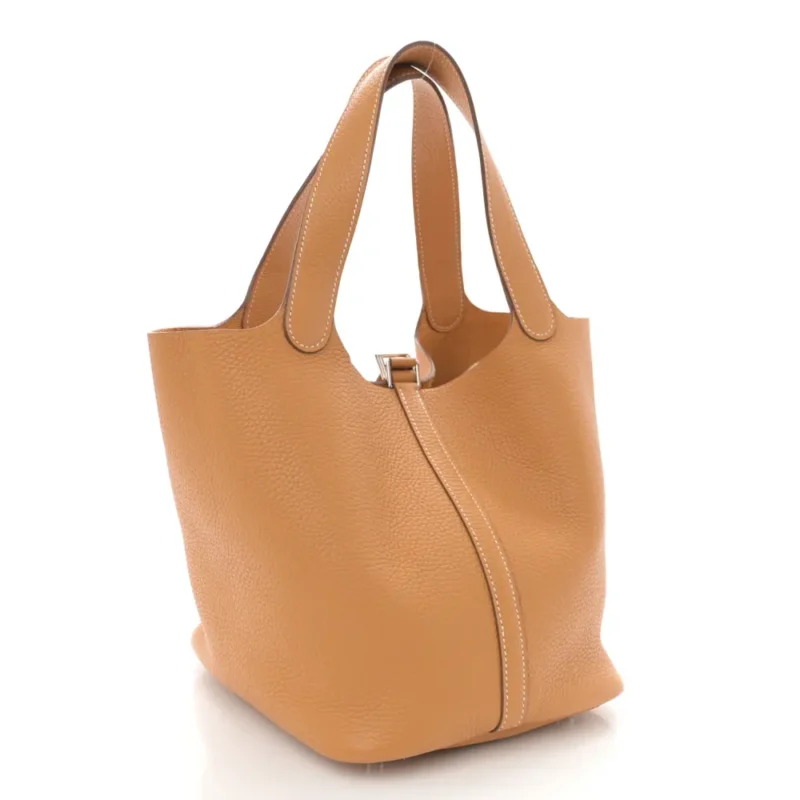 HERM??S PICOTIN LOCK 18 PM NATURAL/SABLE TAURILLON CLEMENCE LEATHER PALLADIUM HARDWARE - Image 3