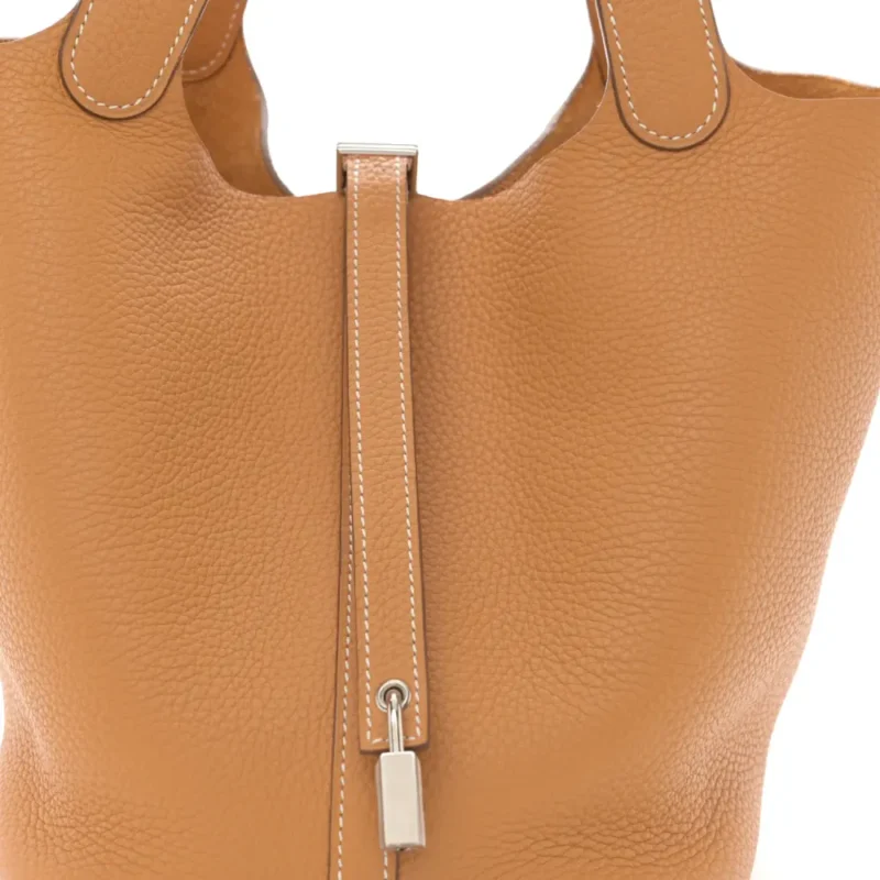 HERM??S PICOTIN LOCK 18 PM NATURAL/SABLE TAURILLON CLEMENCE LEATHER PALLADIUM HARDWARE - Image 9