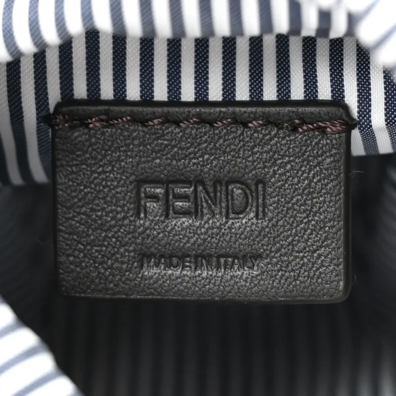 FENDI NANO LOGO STEP OUT BUCKET BAG WHITE/BLUE NYLON & KING VITELLO LEATHER GOLD HARDWARE - Image 2