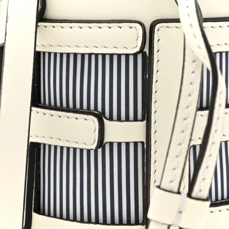 FENDI NANO LOGO STEP OUT BUCKET BAG WHITE/BLUE NYLON & KING VITELLO LEATHER GOLD HARDWARE - Image 9