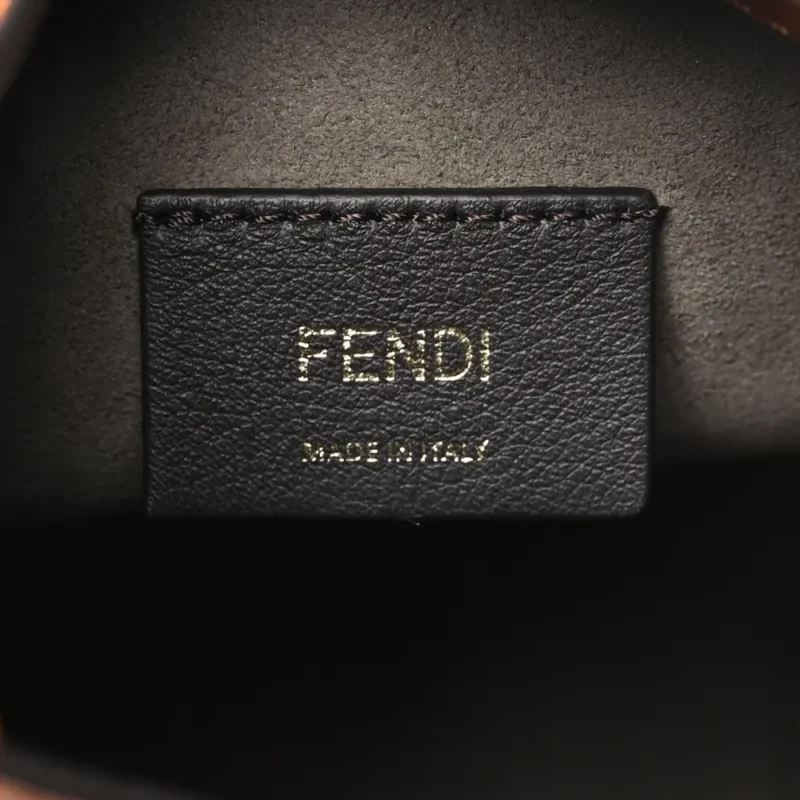 FENDI MINI F IS FENDI LOGO EMBOSSED MON TRESOR BUCKET BAG CUOIO KING VITELLO LEATHER GOLD HARDWARE - Image 2