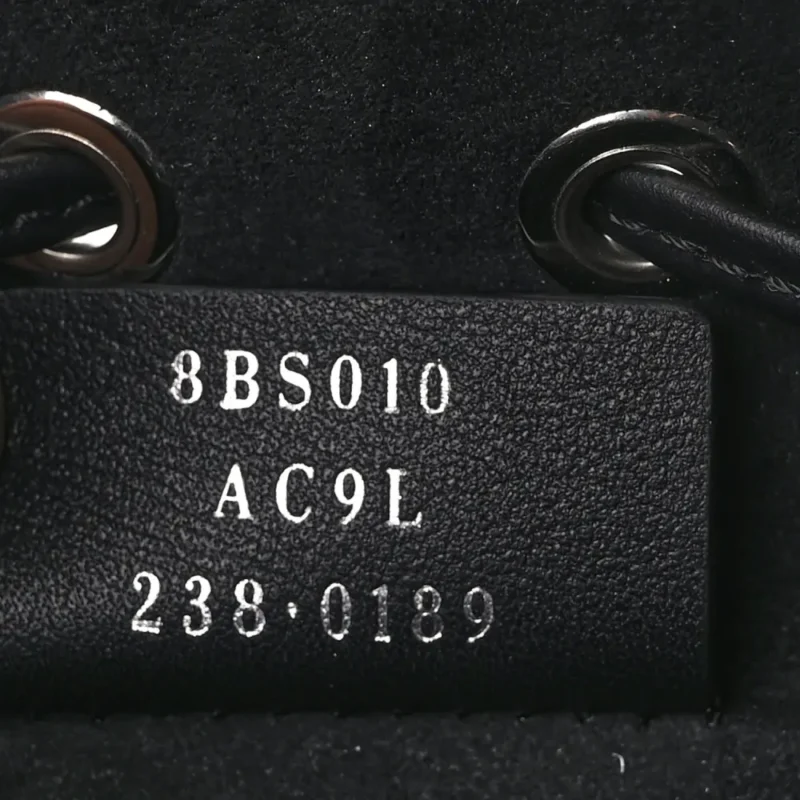 FENDI MINI F IS FENDI LOGO EMBOSSED MON TRESOR BUCKET BAG BLACK KING VITELLO LEATHER SILVER HARDWARE - Image 7