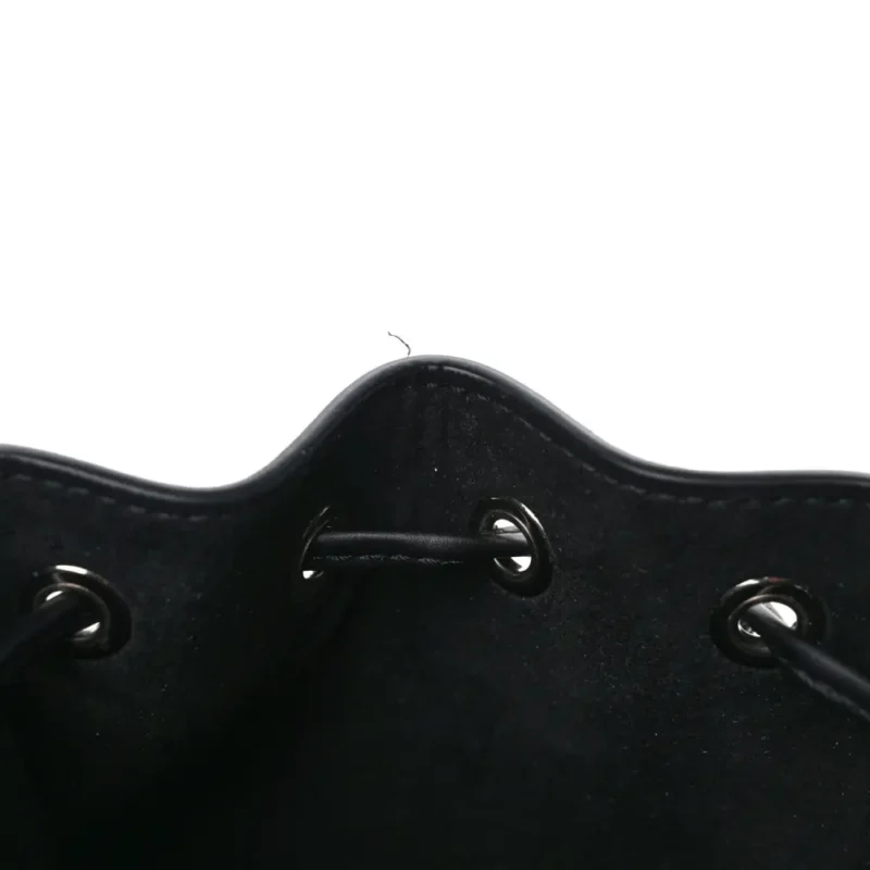 FENDI MINI F IS FENDI LOGO EMBOSSED MON TRESOR BUCKET BAG BLACK KING VITELLO LEATHER SILVER HARDWARE - Image 9