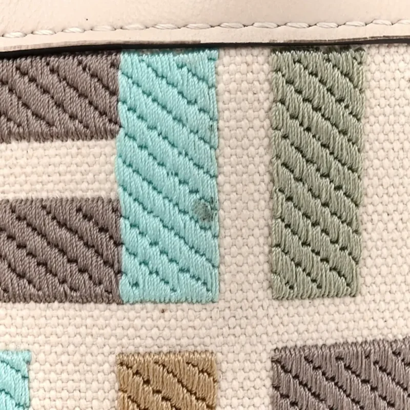 FENDI MINI F IS FENDI FF MULTICOLOR EMBROIDERED MON TRESOR BUCKET BAG GREZZO/MULTICOLOR/LATTE CANVAS & GRACE VITELLO LEATHER GOLD HARDWARE - Image 9