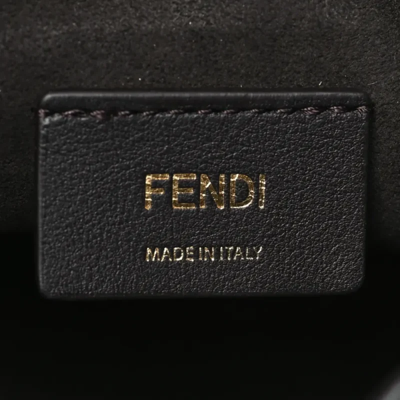 FENDI MINI F IS FENDI LOGO CROCHET MON TRESOR BUCKET BAG NATURAL/BROWN STRAW GOLD HARDWARE - Image 2