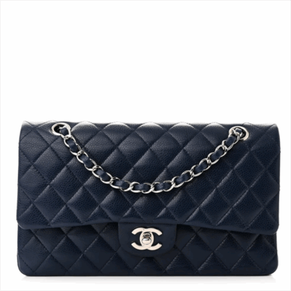 DESIGNER HANDBAGS BLUE QUILTED CAVIAR LEATHER