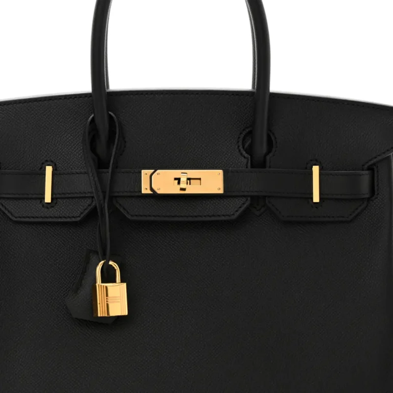 HERM??S BIRKIN 30 BLACK EPSOM LEATHER GOLD HARDWARE - Image 9