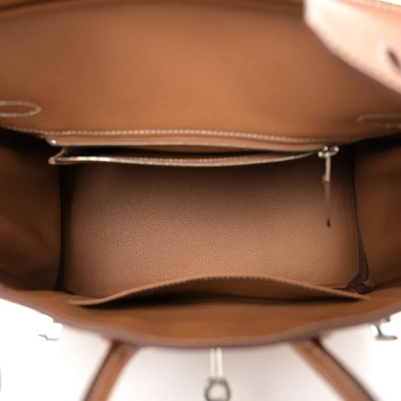 HERM??S BIRKIN 25 BROWN TOGO LEATHER PALLADIUM HARDWARE - Image 7