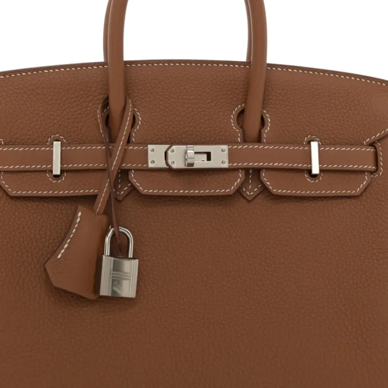 HERM??S BIRKIN 25 BROWN TOGO LEATHER PALLADIUM HARDWARE - Image 9