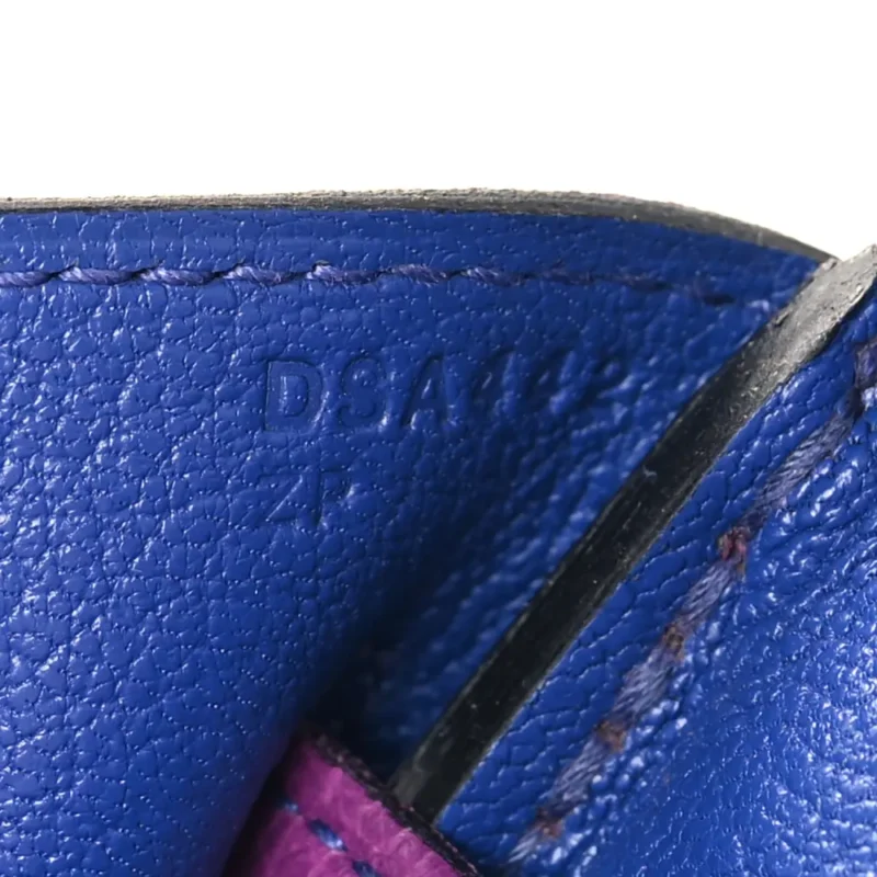HERM??S HORSESHOE BIRKIN 30 ANEMONE / BLEU ELECTRIQUE TOGO LEATHER GOLD HARDWARE - Image 8