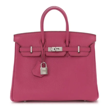 HERM??S BIRKIN 25 ROSE SHOCKING CHEVRE MYSORE LEATHER SILVER HARDWARE