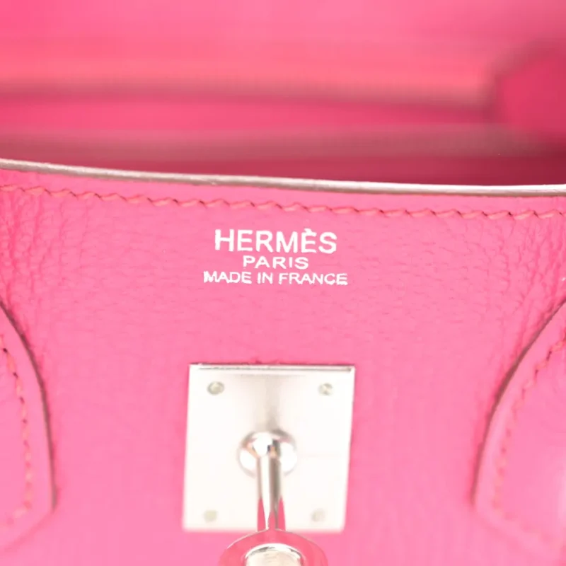 HERM??S BIRKIN 25 ROSE SHOCKING CHEVRE MYSORE LEATHER SILVER HARDWARE - Image 2