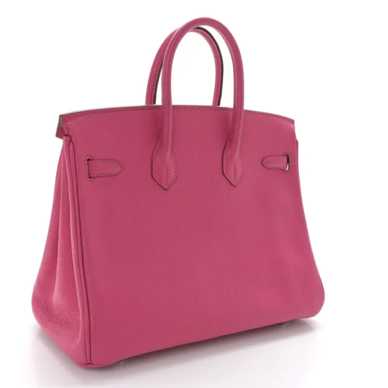HERM??S BIRKIN 25 ROSE SHOCKING CHEVRE MYSORE LEATHER SILVER HARDWARE - Image 3