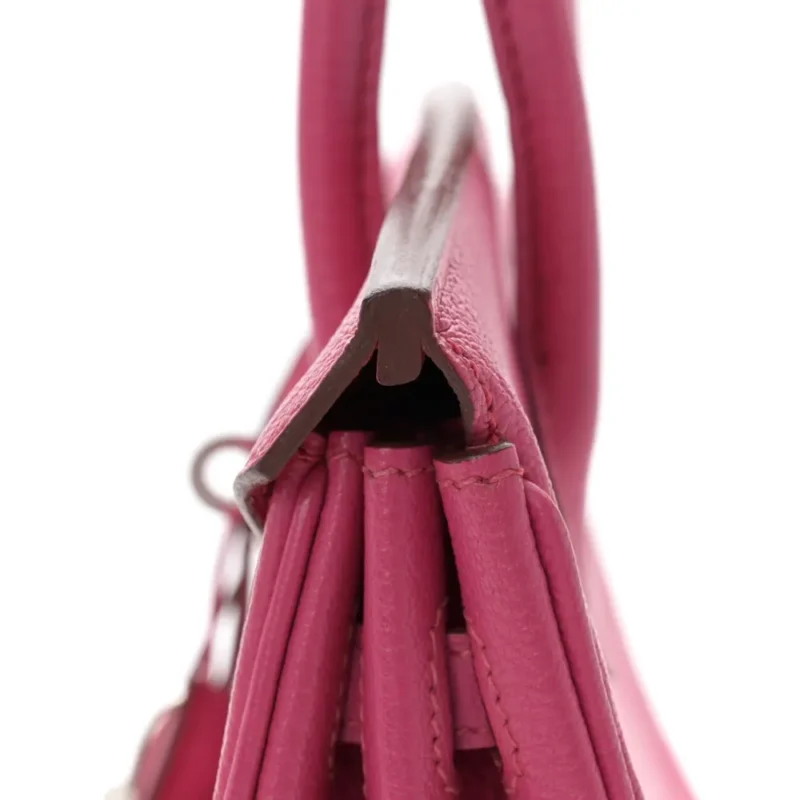 HERM??S BIRKIN 25 ROSE SHOCKING CHEVRE MYSORE LEATHER SILVER HARDWARE - Image 10