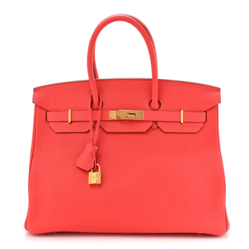 HERM??S BIRKIN 35 ROSE JAIPUR TAURILLON CLEMENCE LEATHER GOLD HARDWARE