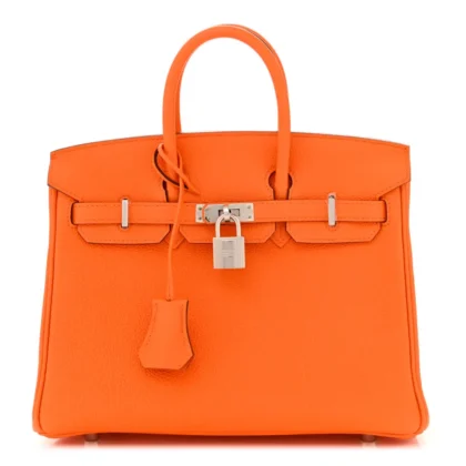 HERM??S BIRKIN 25 ORANGE MINIUM TOGO LEATHER SILVER HARDWARE