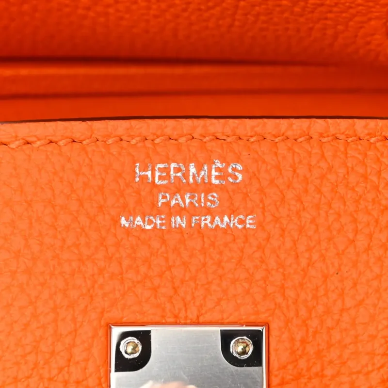 HERM??S BIRKIN 25 ORANGE MINIUM TOGO LEATHER SILVER HARDWARE - Image 2