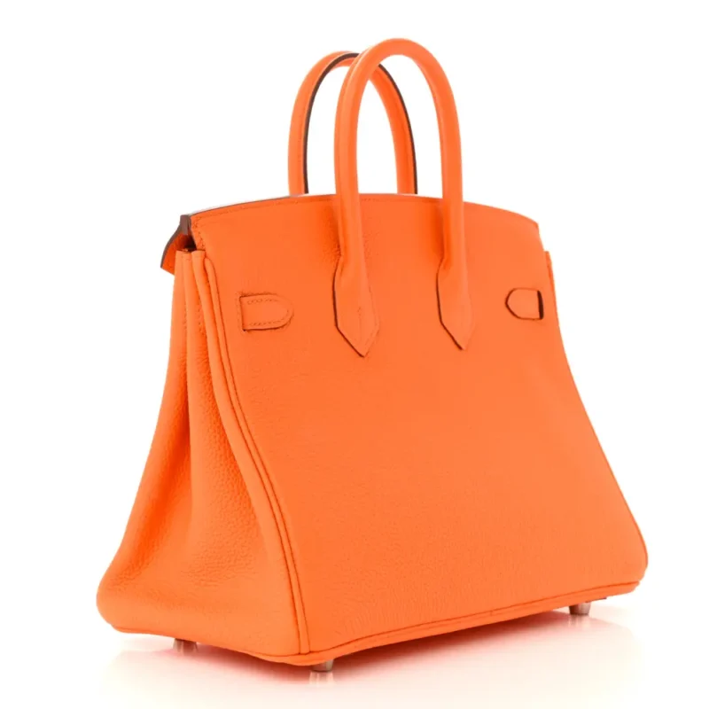 HERM??S BIRKIN 25 ORANGE MINIUM TOGO LEATHER SILVER HARDWARE - Image 3