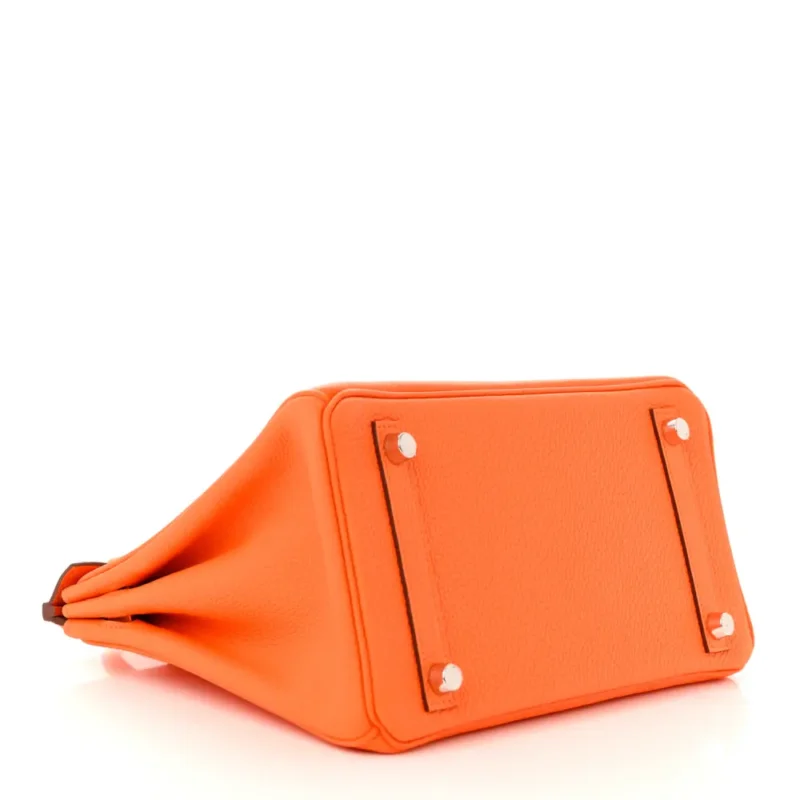 HERM??S BIRKIN 25 ORANGE MINIUM TOGO LEATHER SILVER HARDWARE - Image 6