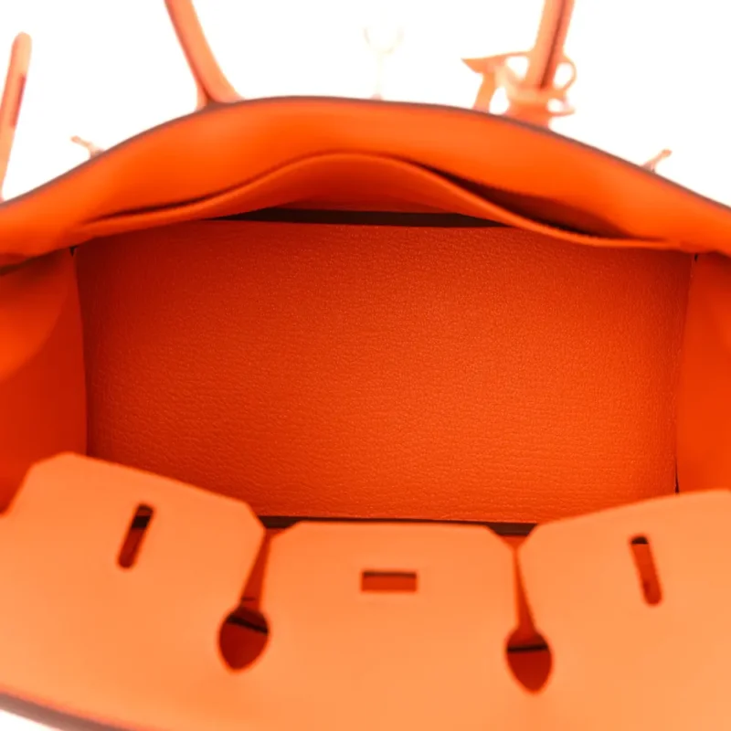 HERM??S BIRKIN 25 ORANGE MINIUM TOGO LEATHER SILVER HARDWARE - Image 7