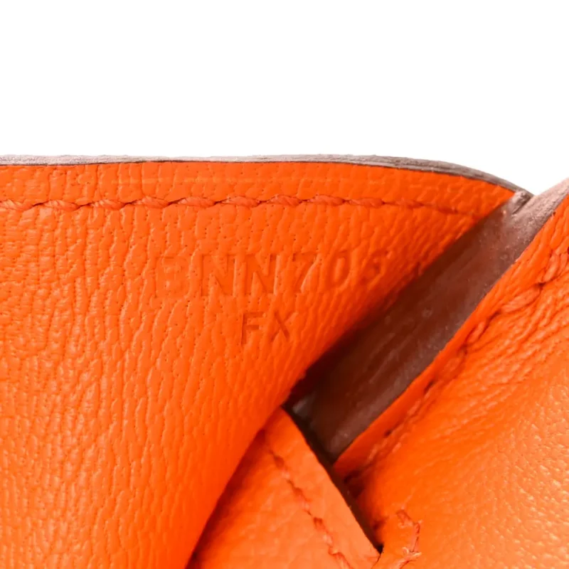 HERM??S BIRKIN 25 ORANGE MINIUM TOGO LEATHER SILVER HARDWARE - Image 8
