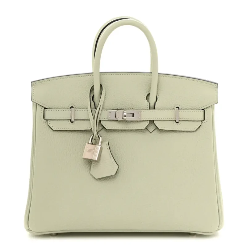 HERM??S BIRKIN 25 GRIS NEVE TOGO LEATHER PALLADIUM HARDWARE