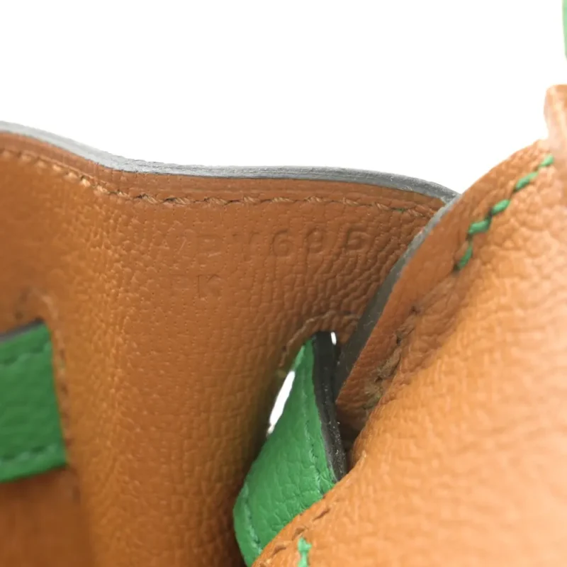 HERM??S VERSO BIRKIN 25 BAMBOU/CARAMEL TOGO LEATHER PALLADIUM HARDWARE - Image 8
