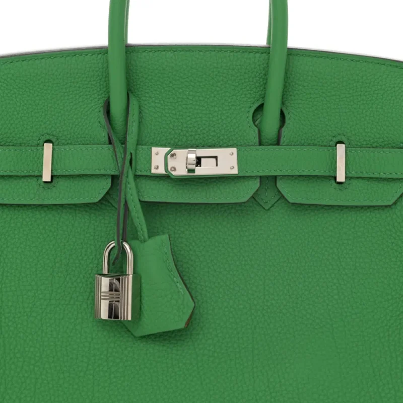 HERM??S VERSO BIRKIN 25 BAMBOU/CARAMEL TOGO LEATHER PALLADIUM HARDWARE - Image 9