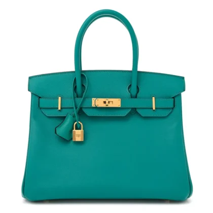 HERM??S BIRKIN 30 BLEU PAON EPSOM LEATHER GOLD HARDWARE