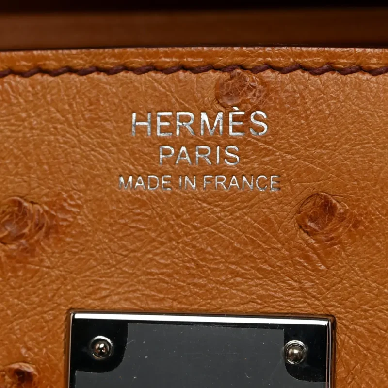HERM??S BIRKIN 30 COGNAC OSTRICH LEATHER PALLADIUM HARDWARE - Image 2
