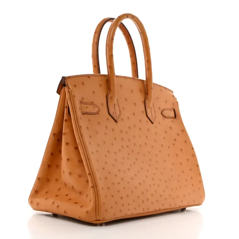 HERM??S BIRKIN 30 COGNAC OSTRICH LEATHER PALLADIUM HARDWARE - Image 3