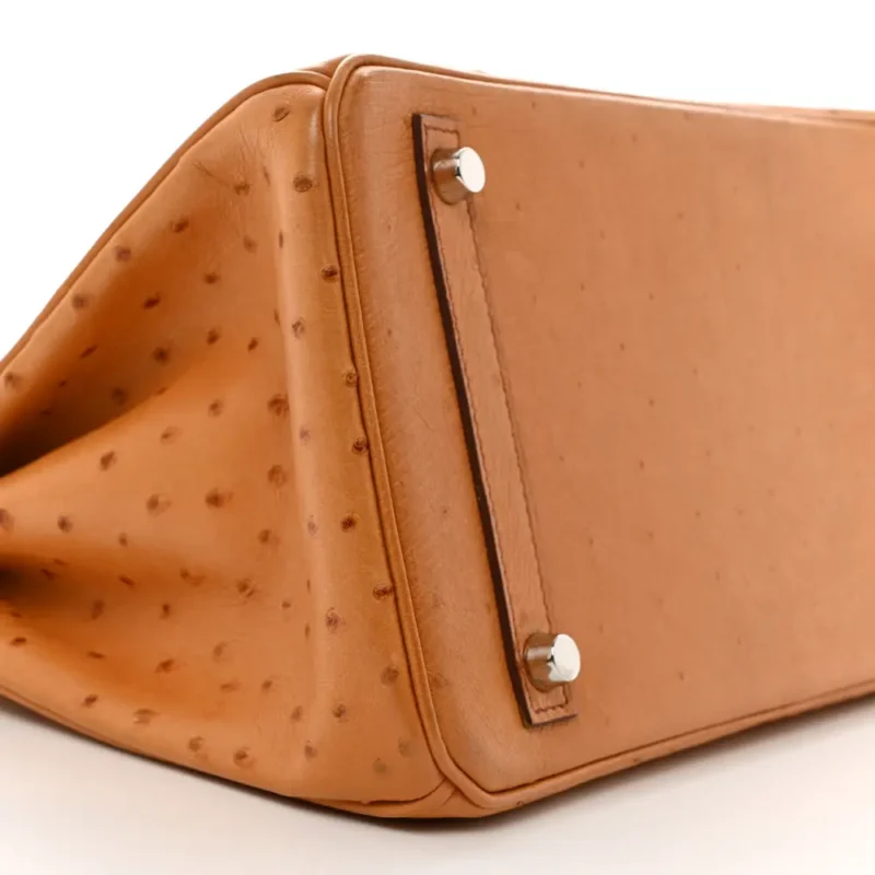 HERM??S BIRKIN 30 COGNAC OSTRICH LEATHER PALLADIUM HARDWARE - Image 4