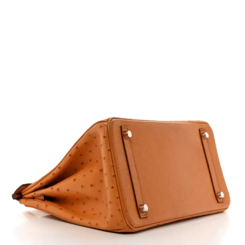 HERM??S BIRKIN 30 COGNAC OSTRICH LEATHER PALLADIUM HARDWARE - Image 6