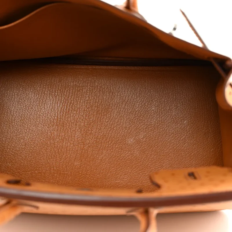 HERM??S BIRKIN 30 COGNAC OSTRICH LEATHER PALLADIUM HARDWARE - Image 7