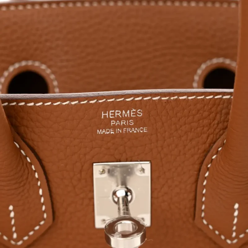 HERM??S BIRKIN 25 BROWN TOGO LEATHER SILVER HARDWARE - Image 2