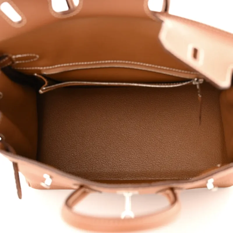 HERM??S BIRKIN 25 BROWN TOGO LEATHER SILVER HARDWARE - Image 7