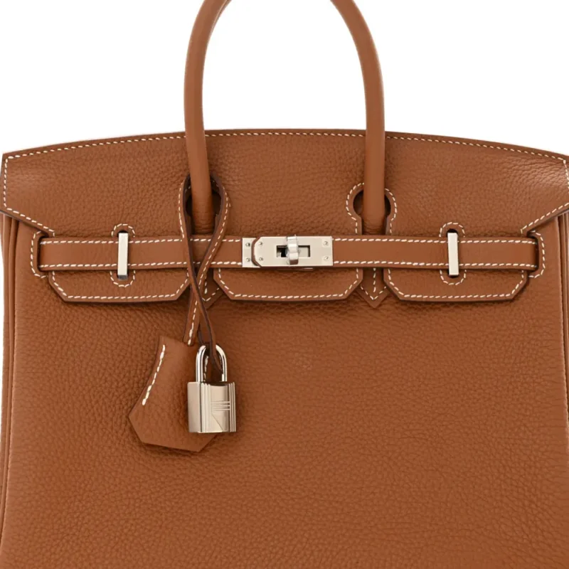 HERM??S BIRKIN 25 BROWN TOGO LEATHER SILVER HARDWARE - Image 9
