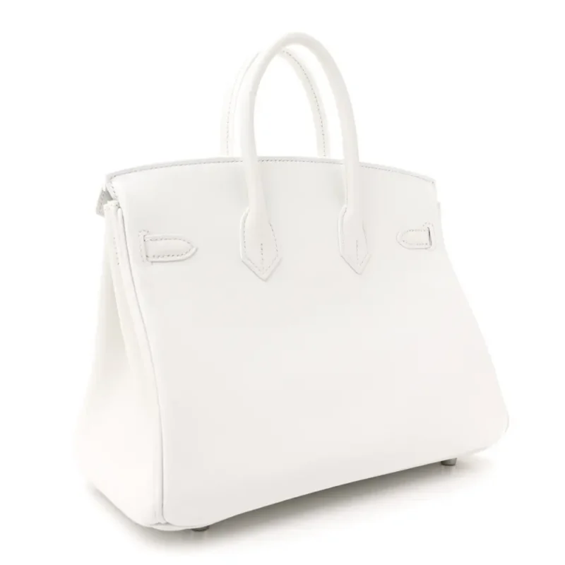 HERM??S BIRKIN 25 NEW WHITE SWIFT LEATHER PALLADIUM HARDWARE - Image 3