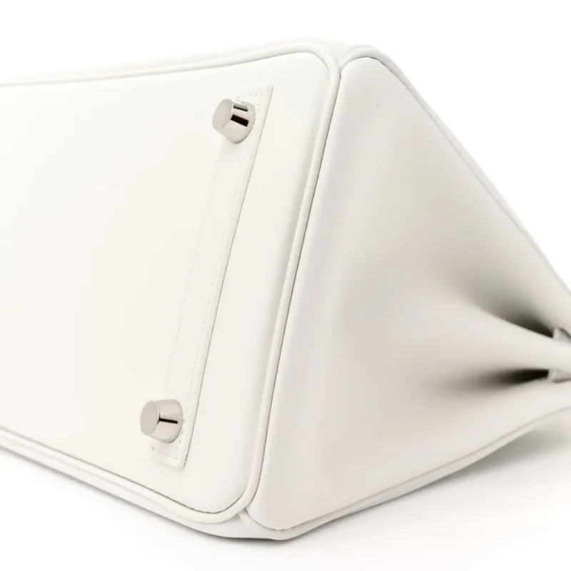 HERM??S BIRKIN 25 NEW WHITE SWIFT LEATHER PALLADIUM HARDWARE - Image 5