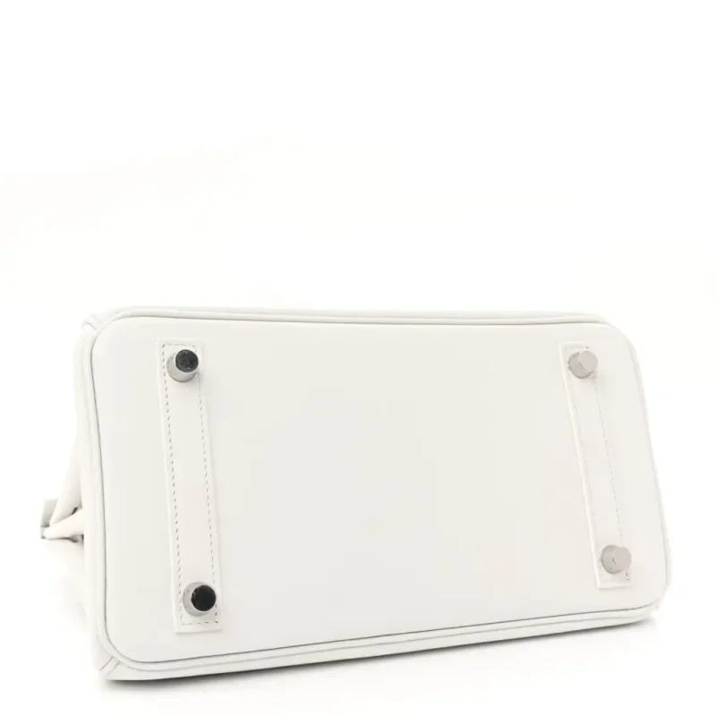 HERM??S BIRKIN 25 NEW WHITE SWIFT LEATHER PALLADIUM HARDWARE - Image 6