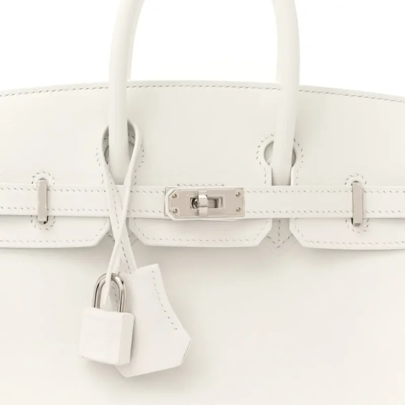 HERM??S BIRKIN 25 NEW WHITE SWIFT LEATHER PALLADIUM HARDWARE - Image 9