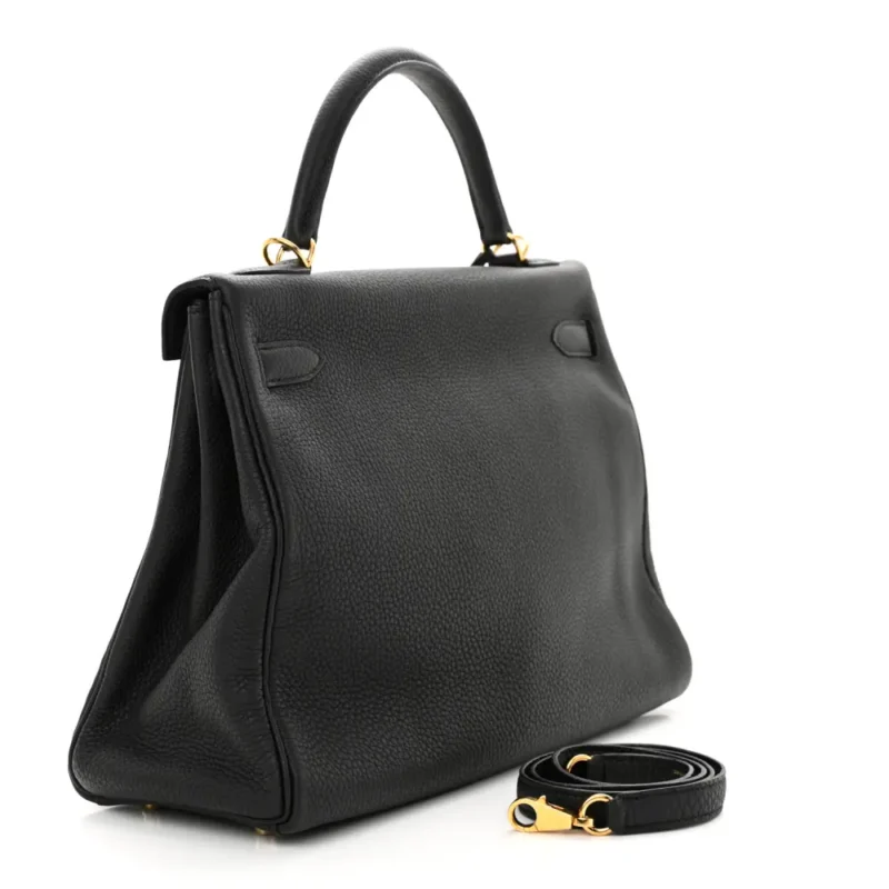 HERM??S KELLY RETOURNE 32 BLACK TOGO LEATHER GOLD HARDWARE - Image 3