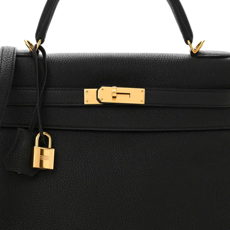 HERM??S KELLY RETOURNE 32 BLACK TOGO LEATHER GOLD HARDWARE - Image 9