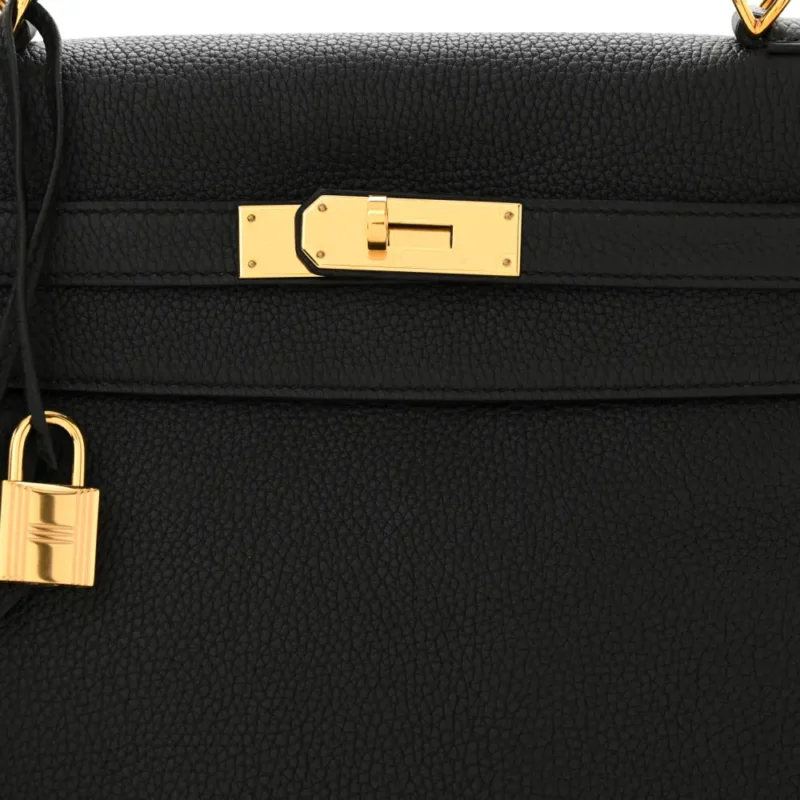 HERM??S KELLY RETOURNE 32 BLACK TOGO LEATHER GOLD HARDWARE - Image 10