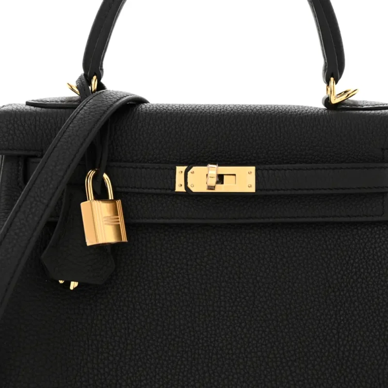 HERM??S KELLY RETOURNE 25 BLACK TOGO LEATHER GOLD HARDWARE - Image 9