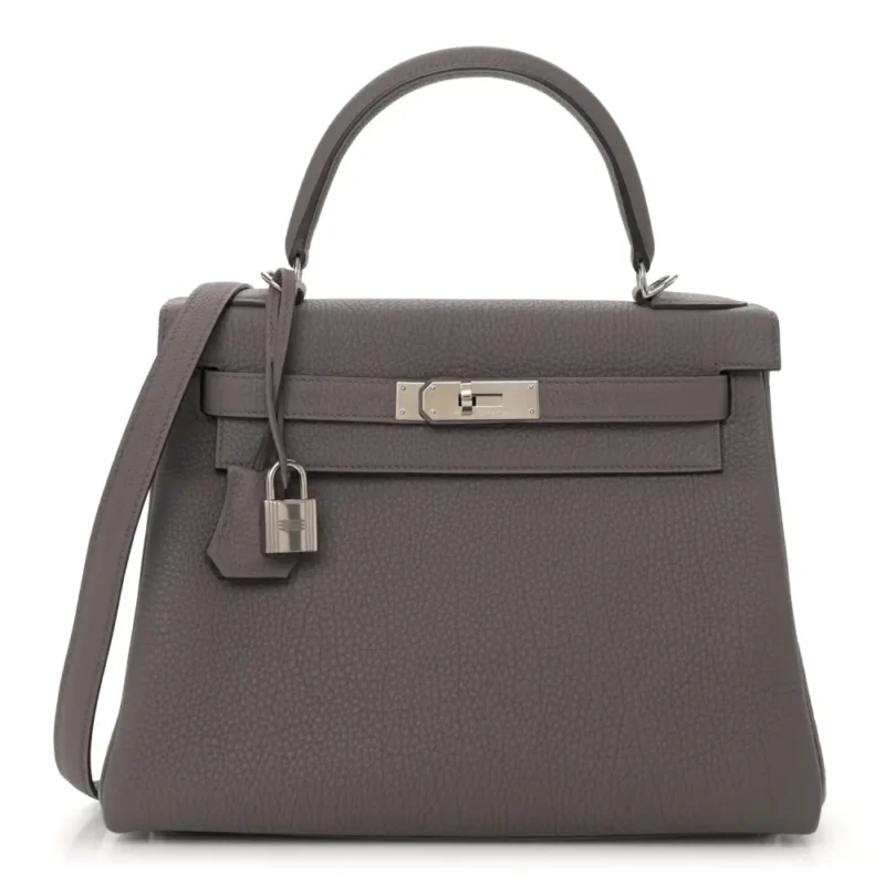 HERM??S KELLY RETOURNE 28 ETAIN TOGO LEATHER PALLADIUM HARDWARE