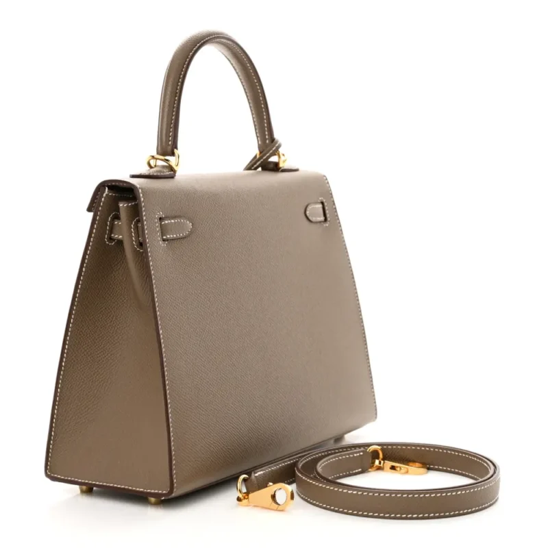 HERM??S KELLY SELLIER 25 ETOUPE EPSOM LEATHER GOLD HARDWARE - Image 3
