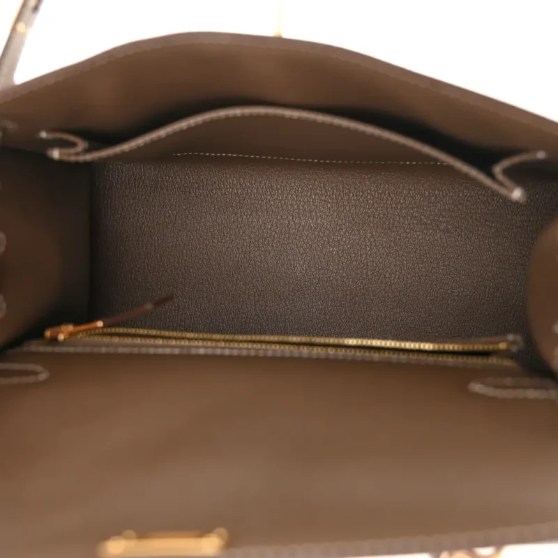 HERM??S KELLY SELLIER 25 ETOUPE EPSOM LEATHER GOLD HARDWARE - Image 7