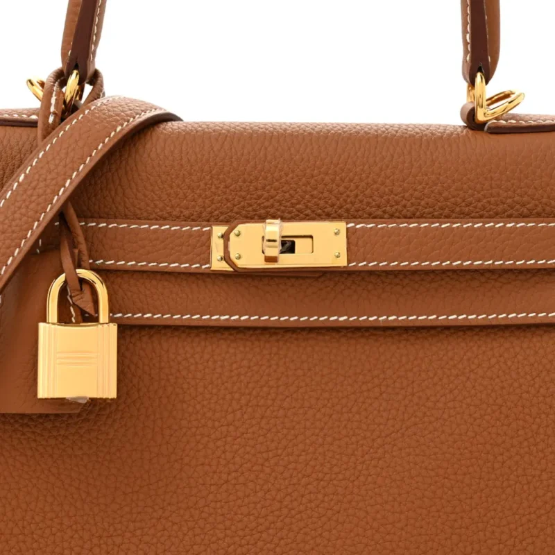HERM??S KELLY RETOURNE 25 BROWN TOGO LEATHER GOLD HARDWARE - Image 9